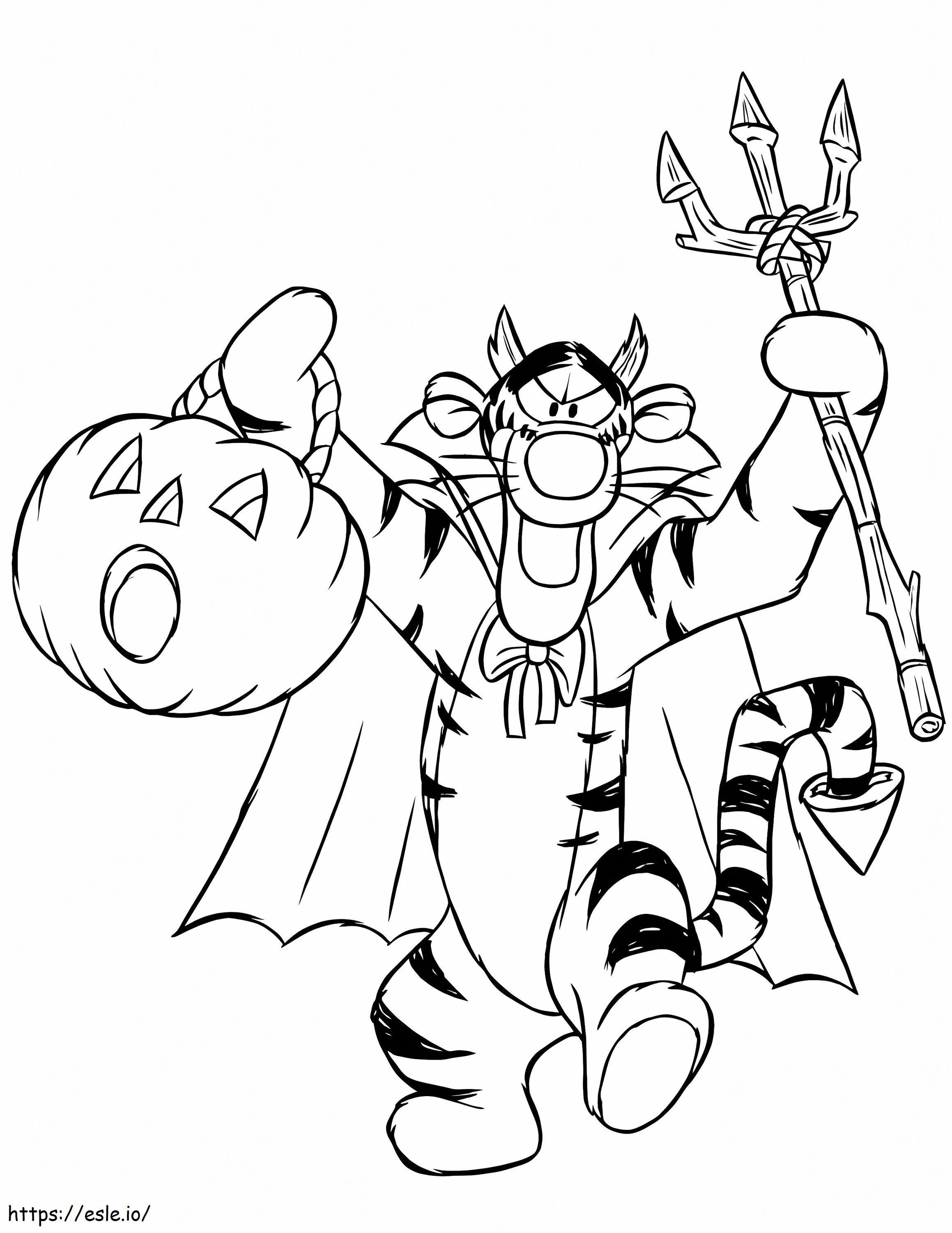Tigre no Halloween para colorir