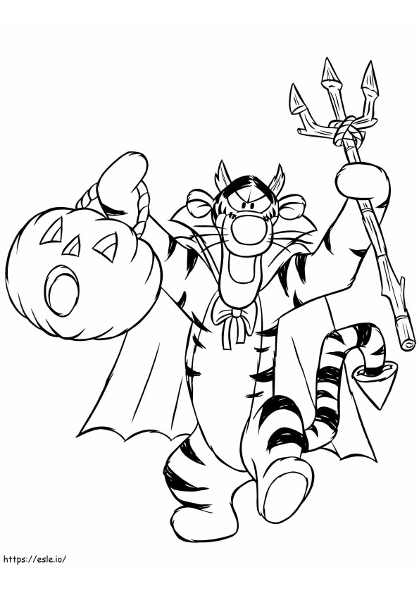 Tigre no Halloween para colorir