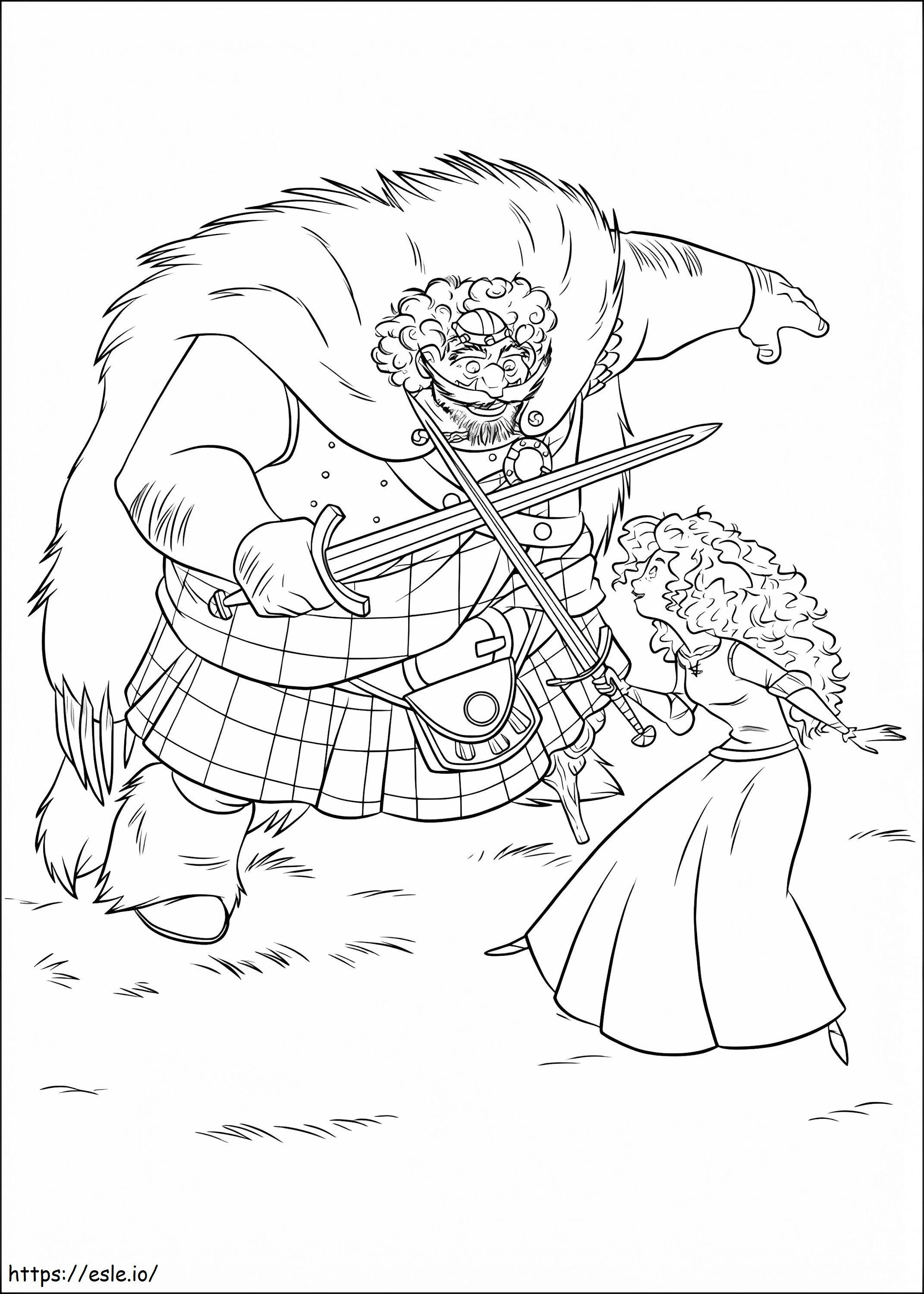 1534218810 Merida Training With King Fergus A4 coloring page