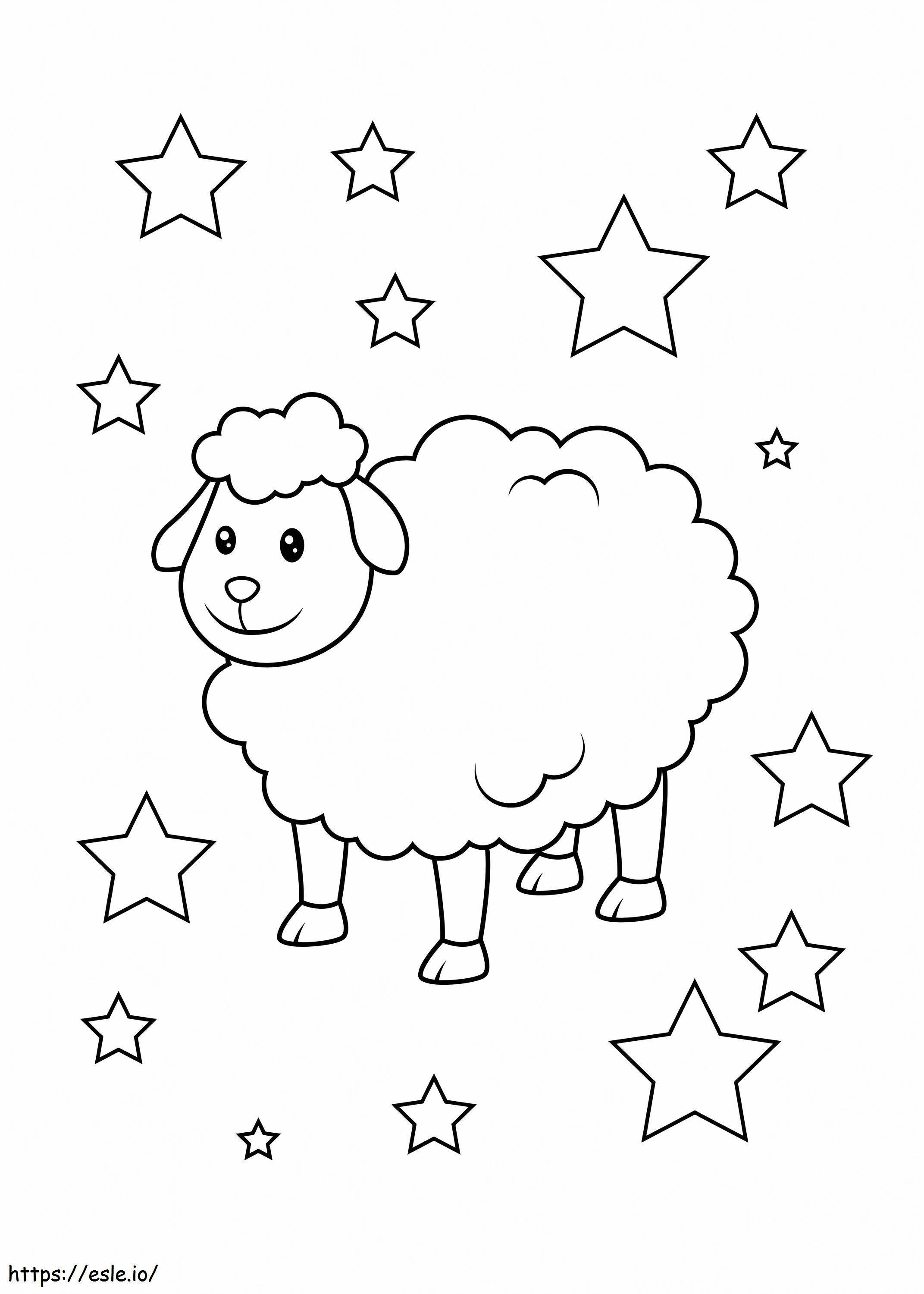 Sheep With Stars coloring page