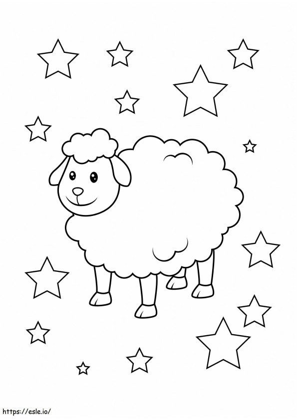 Sheep With Stars coloring page