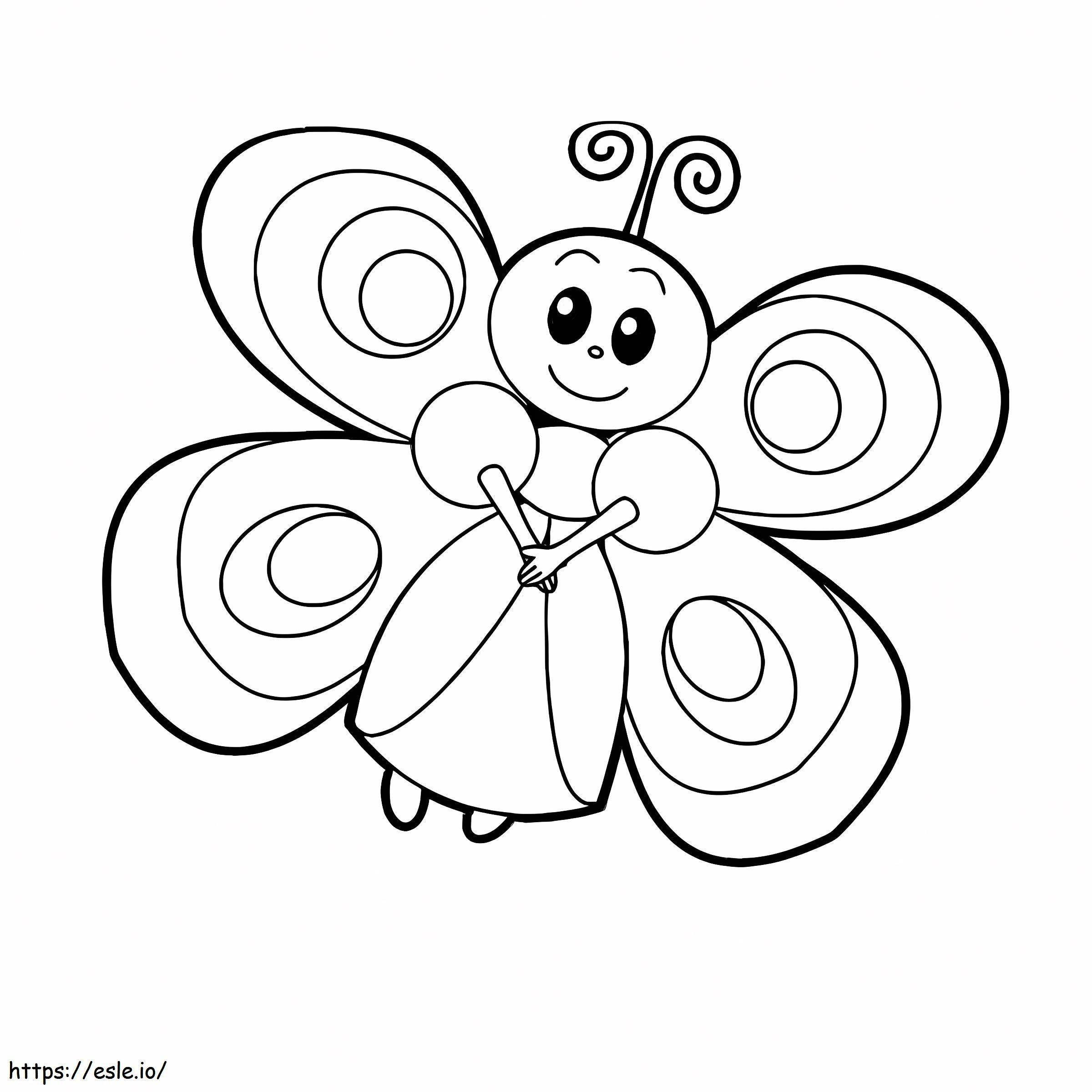 Coloriage Princesse papillon souriante à imprimer dessin