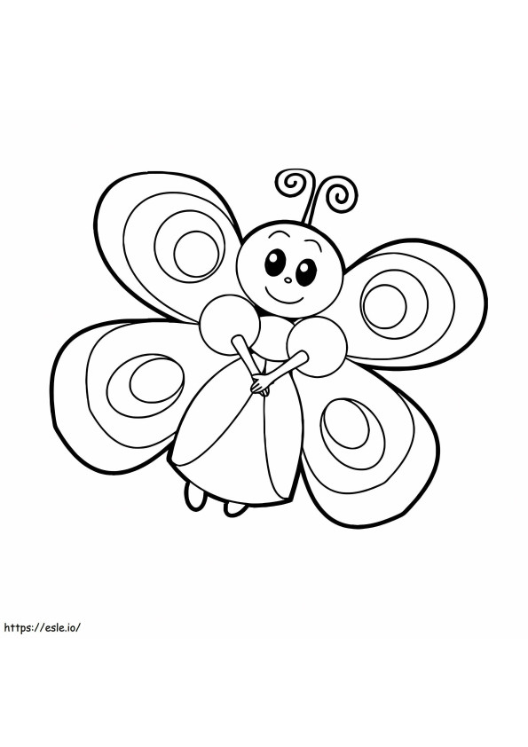 Coloriage Princesse papillon souriante à imprimer dessin