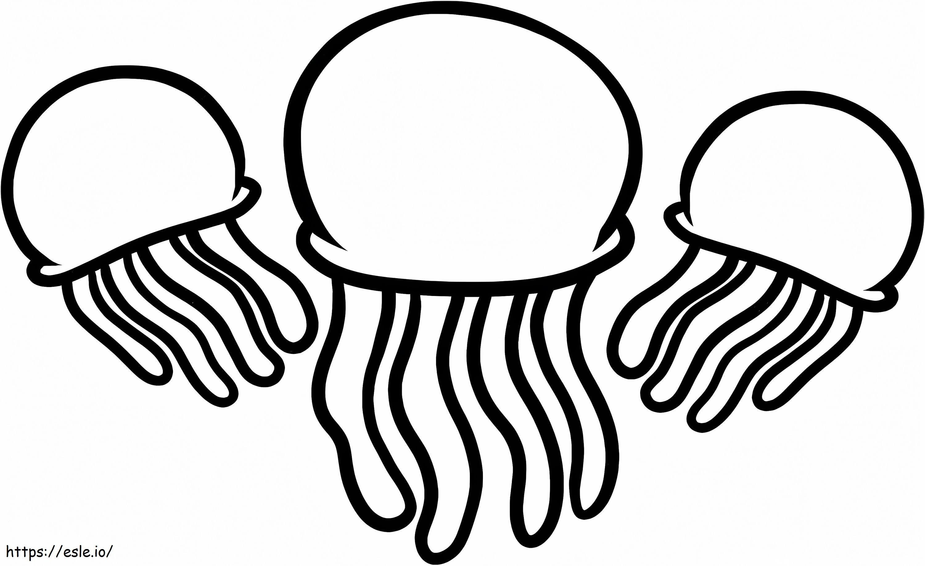 Three Jellyfish coloring page