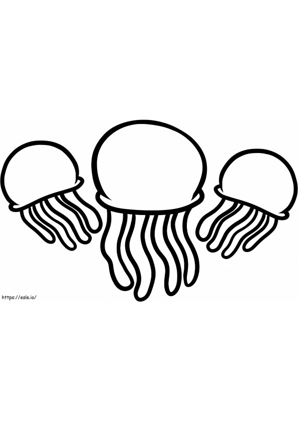 Tres medusas para colorear