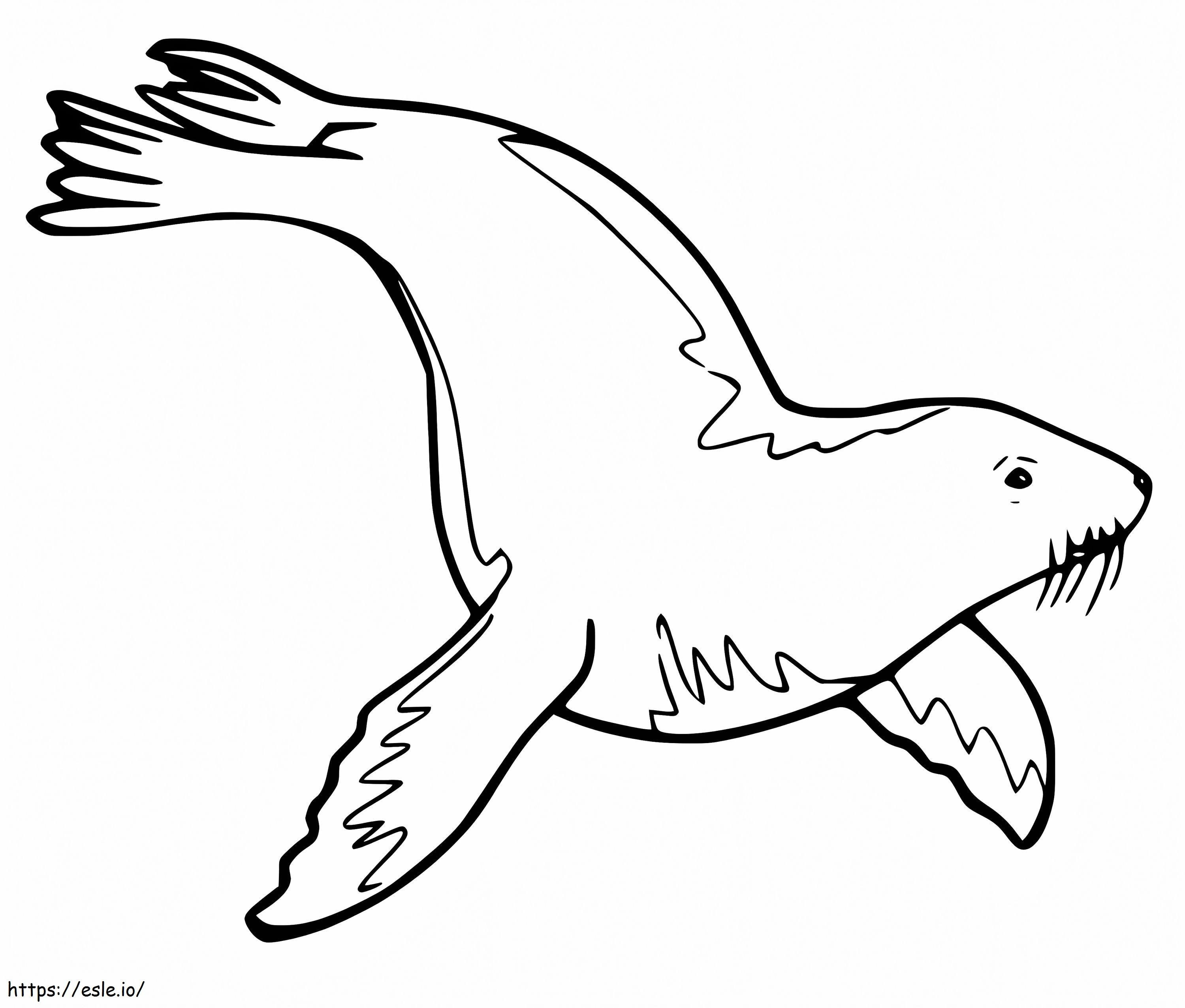 Coloriage Lion de mer nage à imprimer dessin