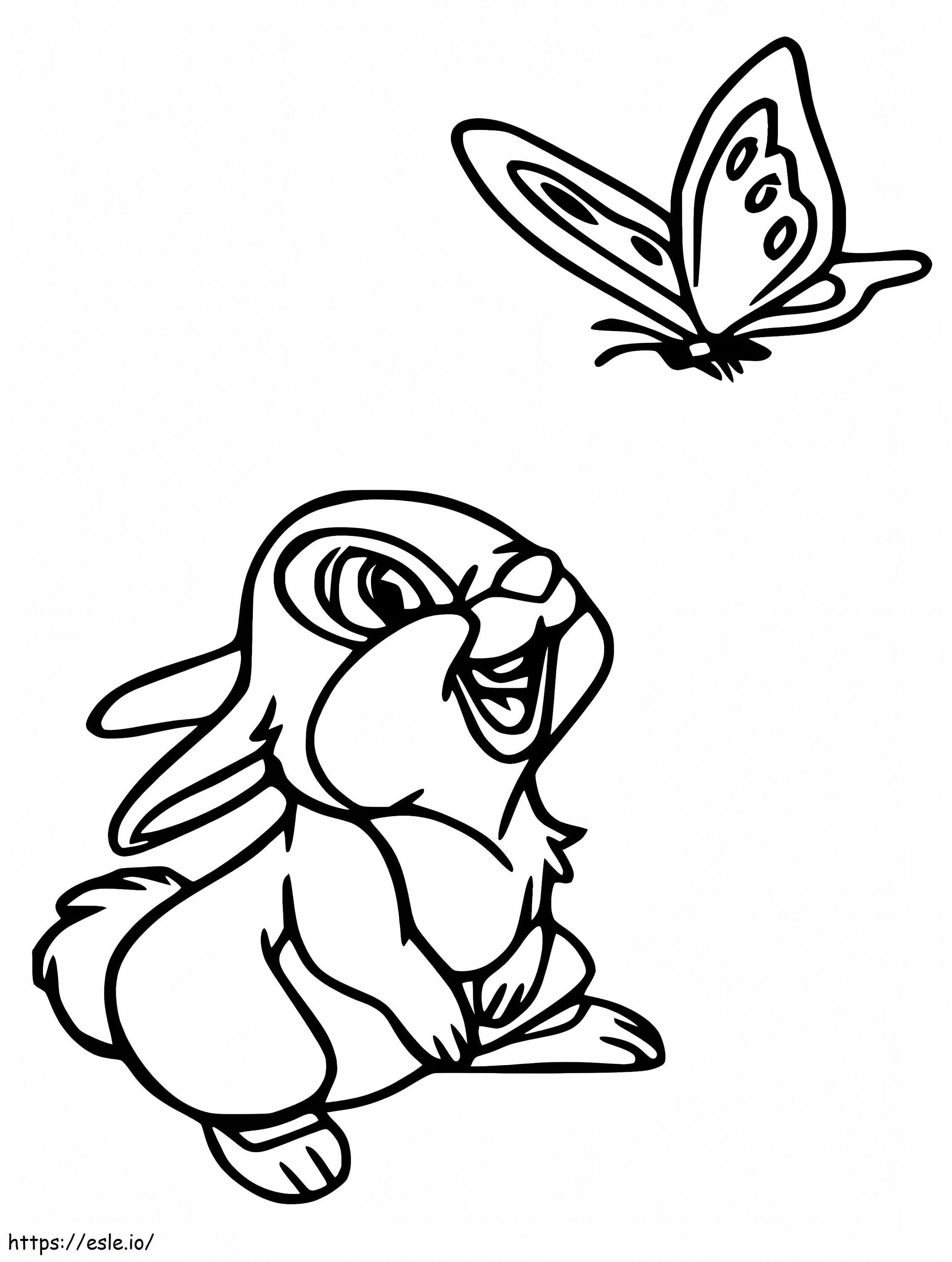Thumper și fluture de colorat