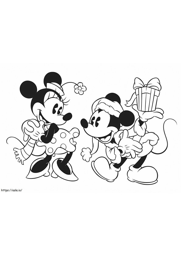 Mickey Dan Minnie Saat Natal 1 Gambar Mewarnai