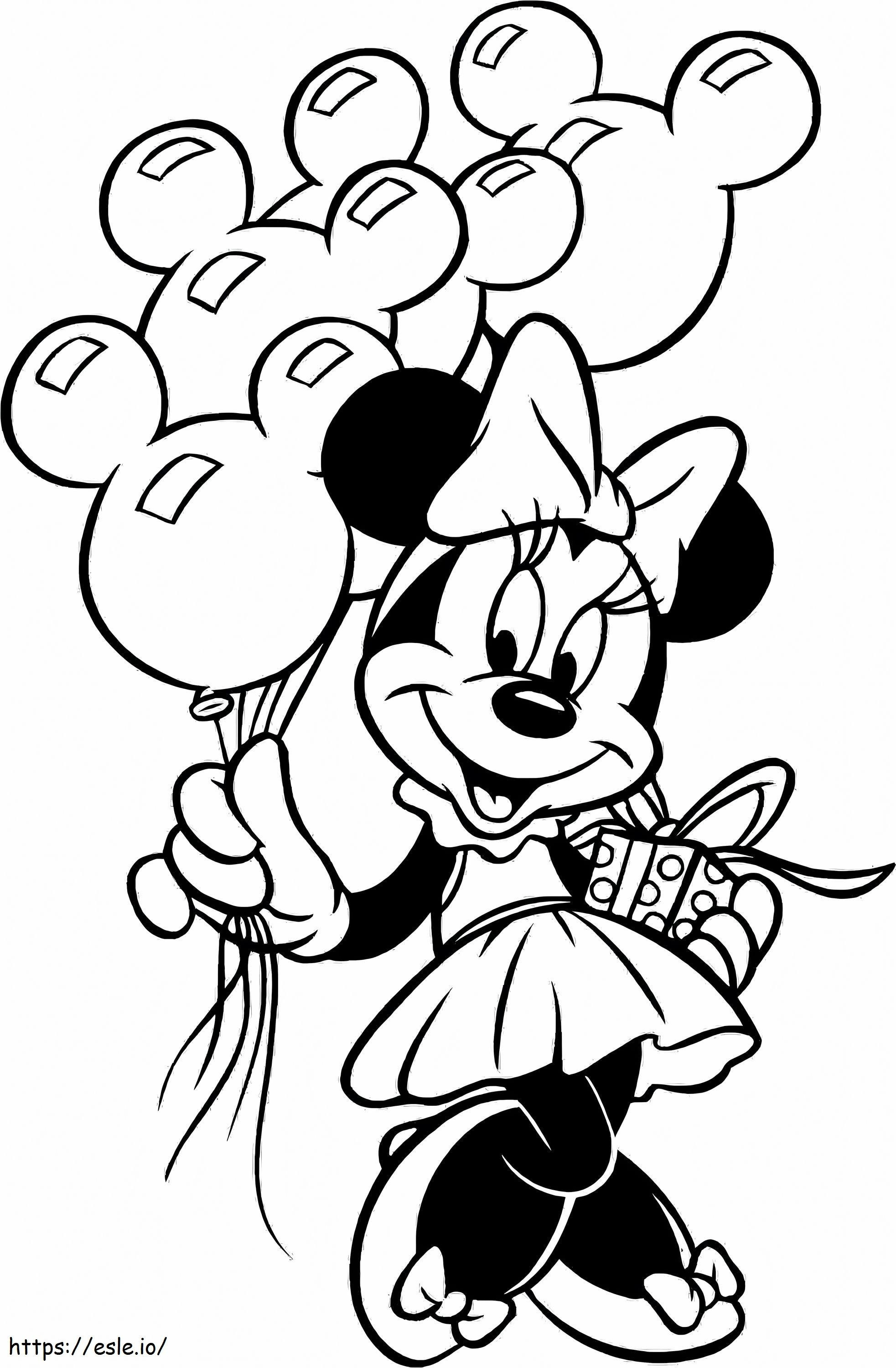 Minnie Mouse houdt ballon vast kleurplaat kleurplaat