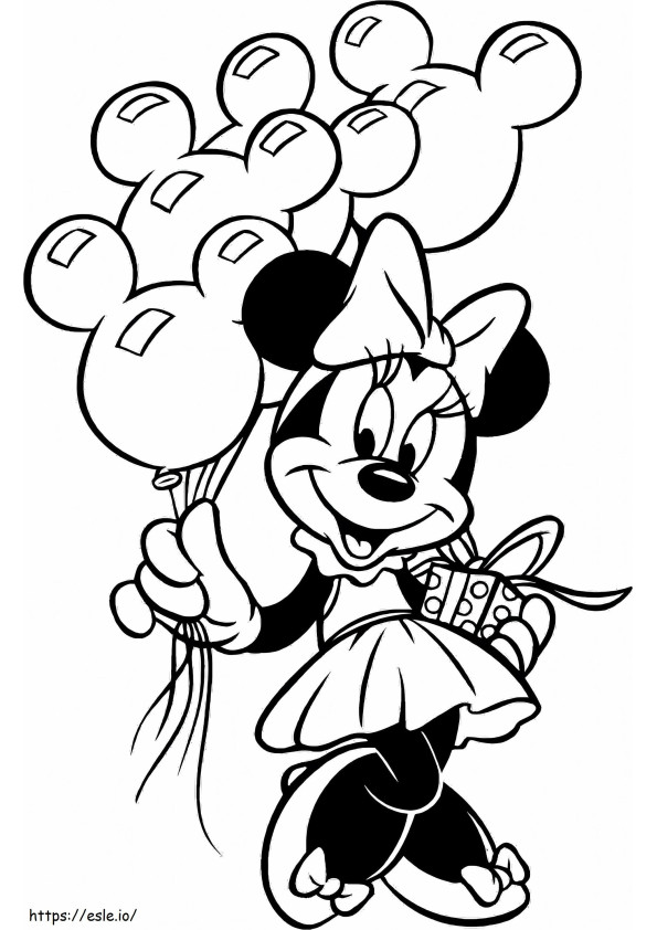 Minnie Mouse Holding Balloon coloring page