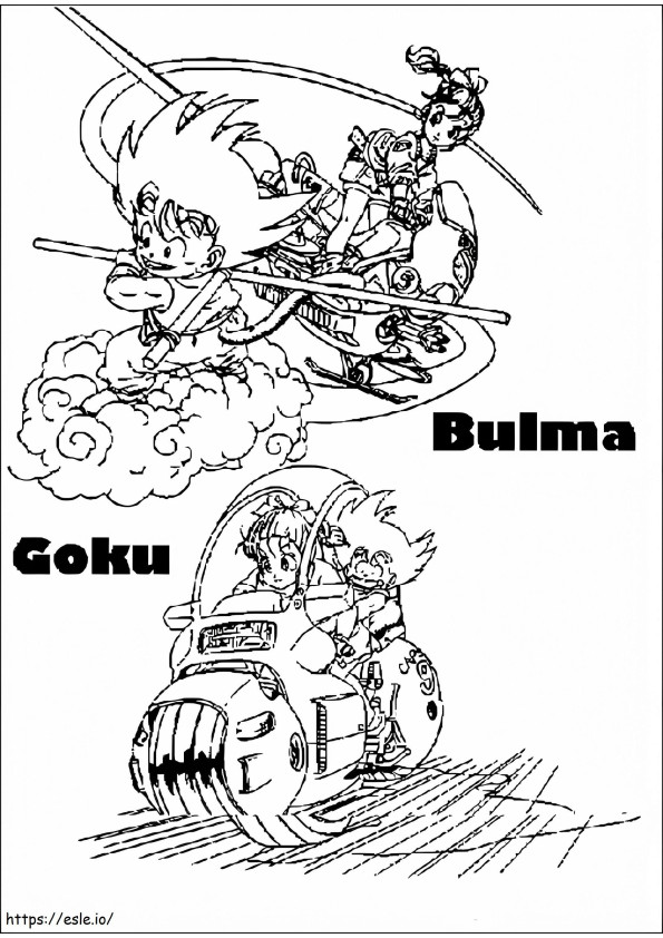 Goku e Bulma para colorir