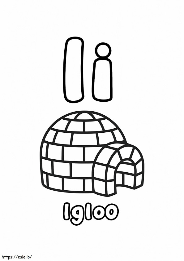 Letter I With Igloo coloring page