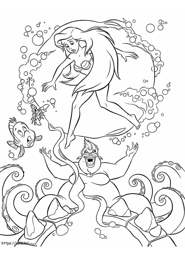 Coloriage Ariel et Ursule à imprimer dessin