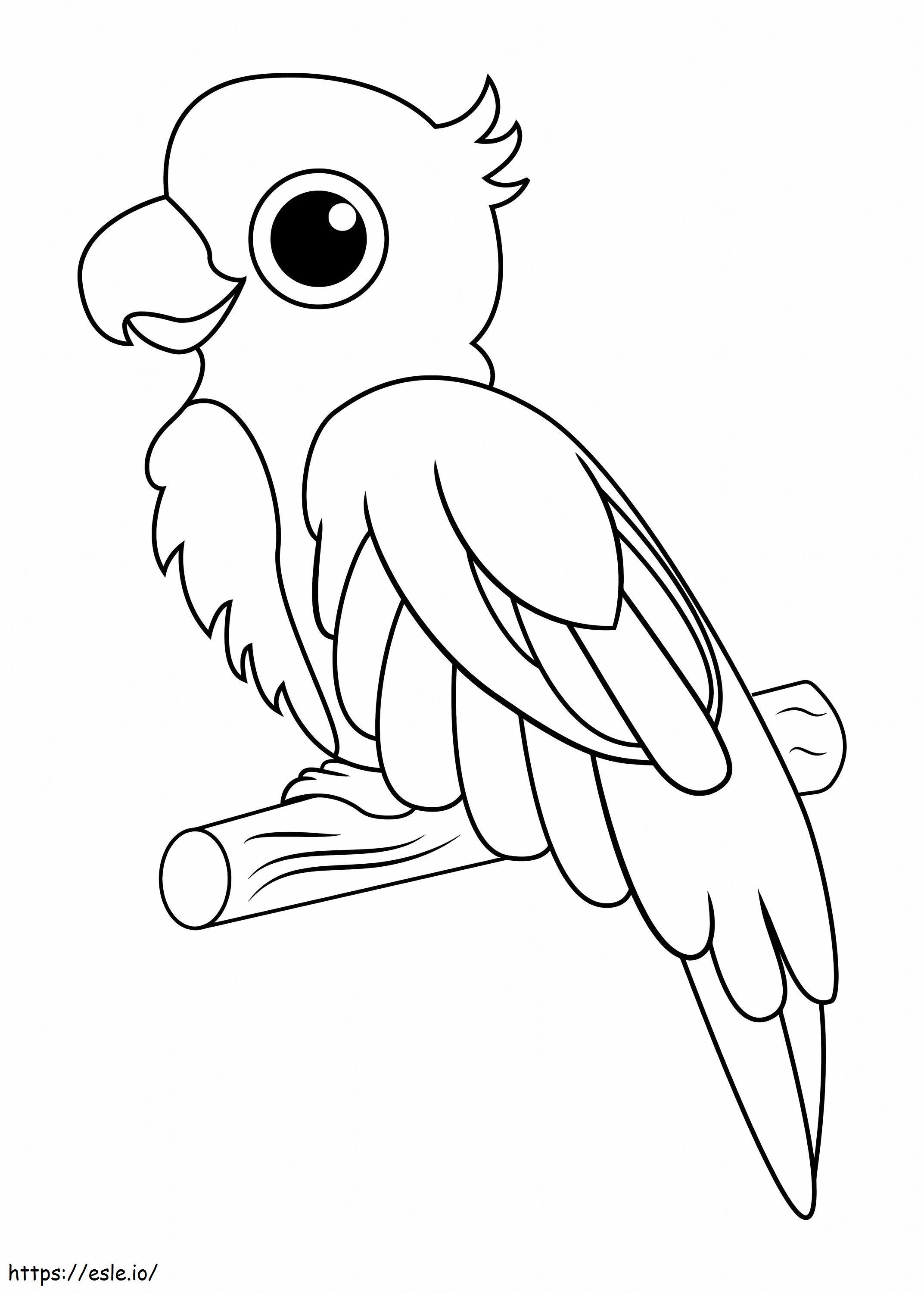 Cute Parrot On Branch Tree coloring page