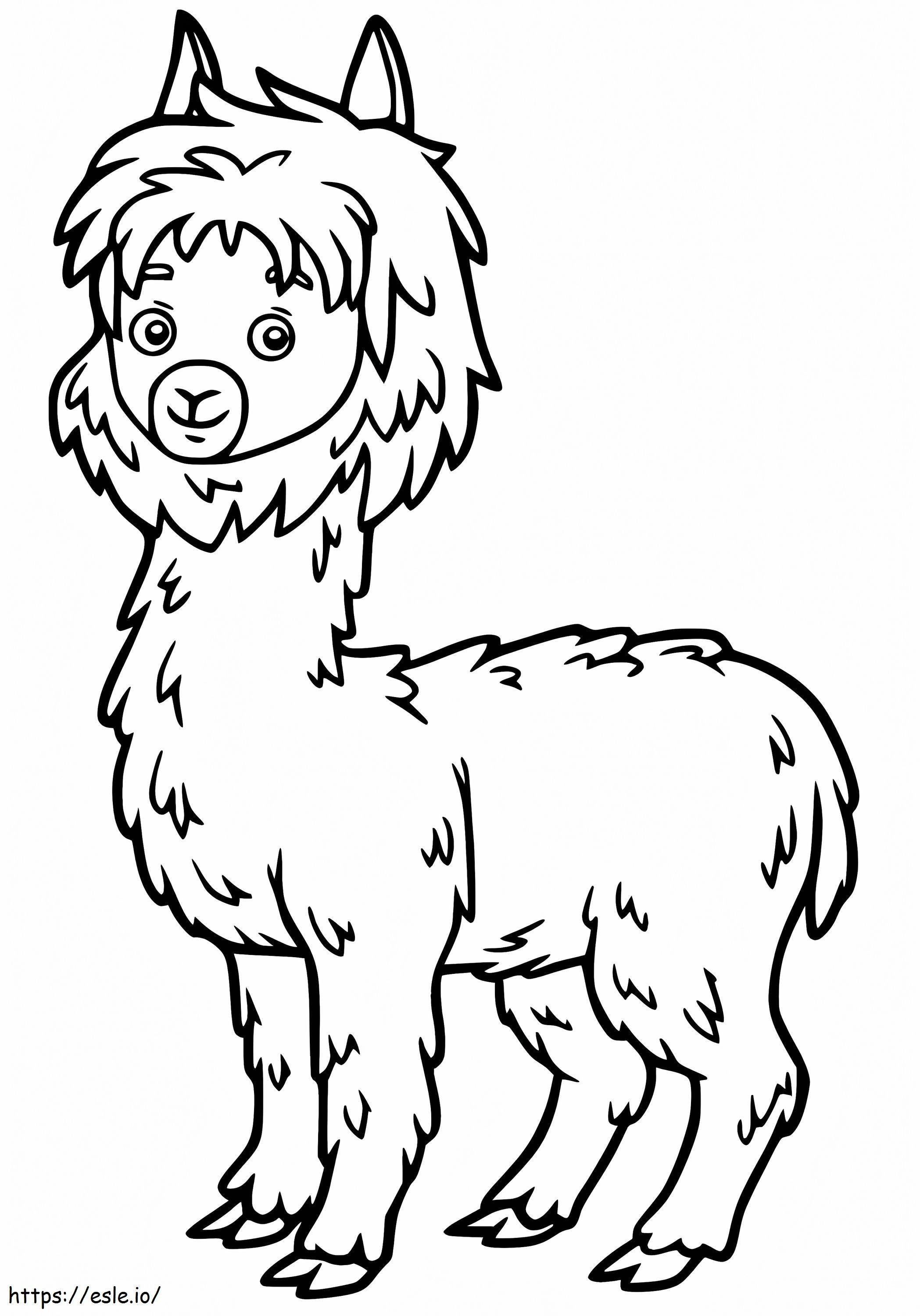 Alpaca de desenho animado para colorir