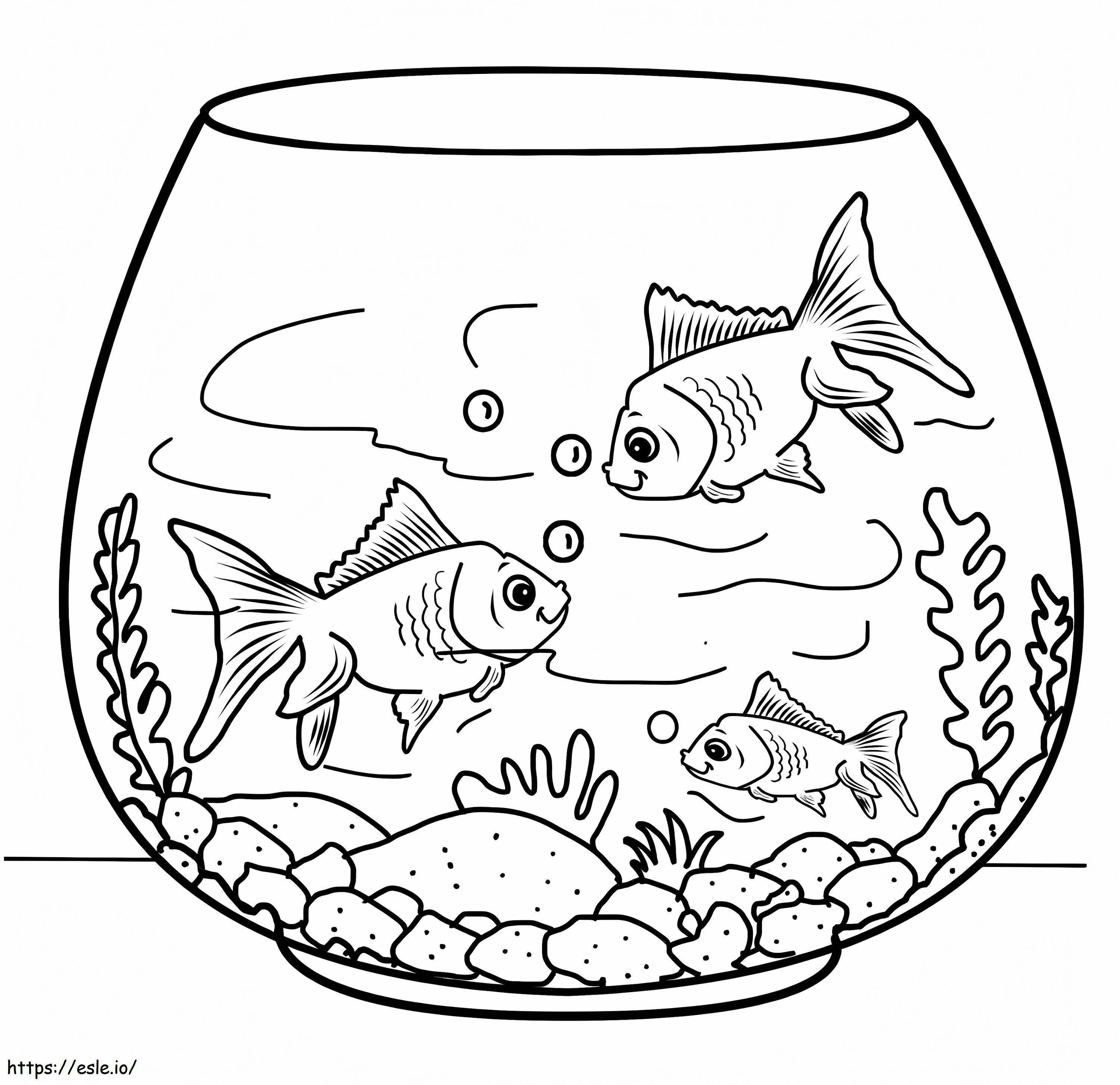 Coloriage Poissons dans un bocal à poissons à imprimer dessin