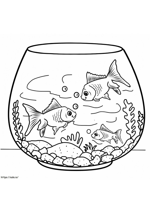 金魚鉢の中の魚 ぬりえ - 塗り絵