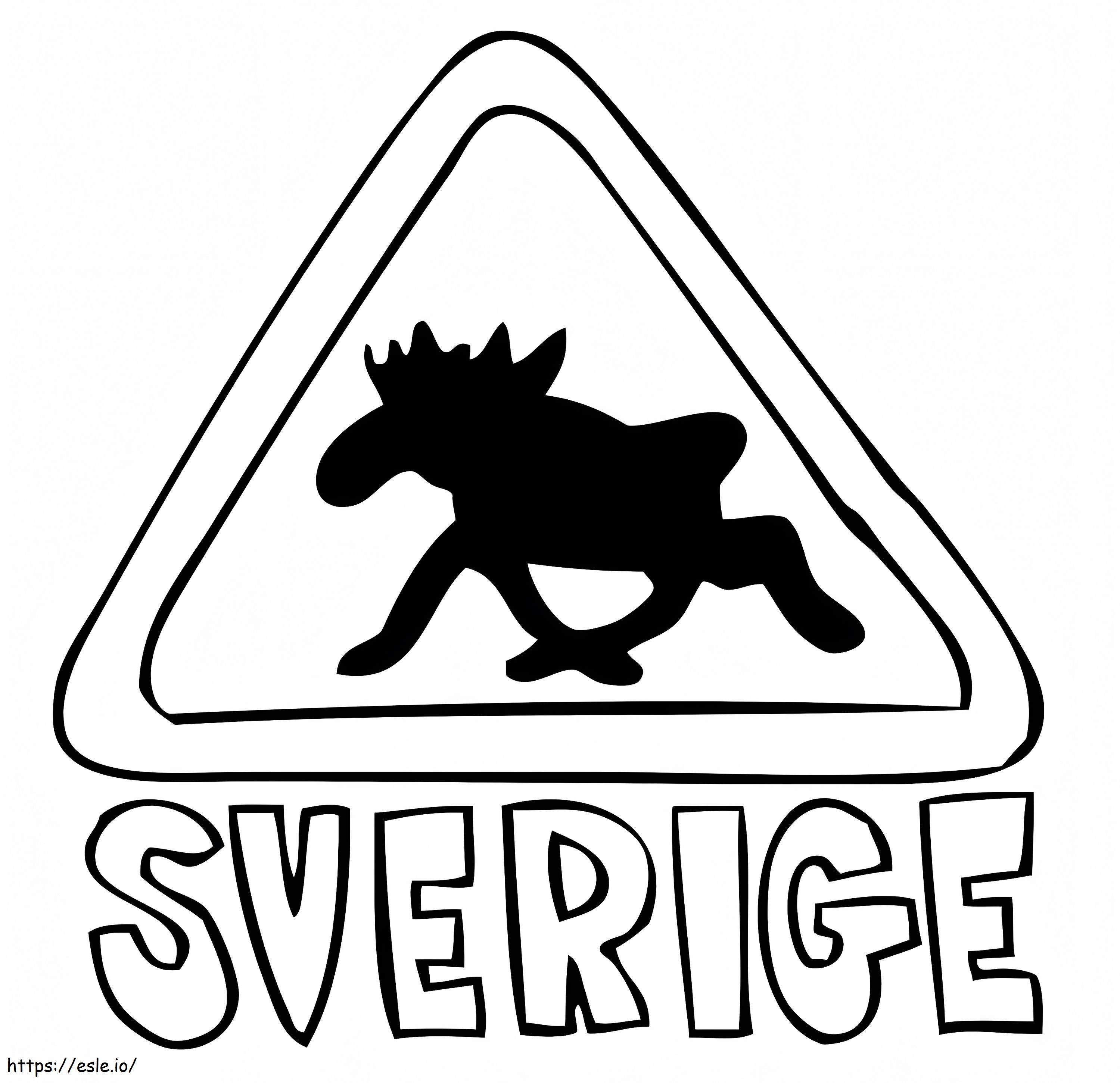 Ruotsin hirven ylityskyltti väritettävä kuva