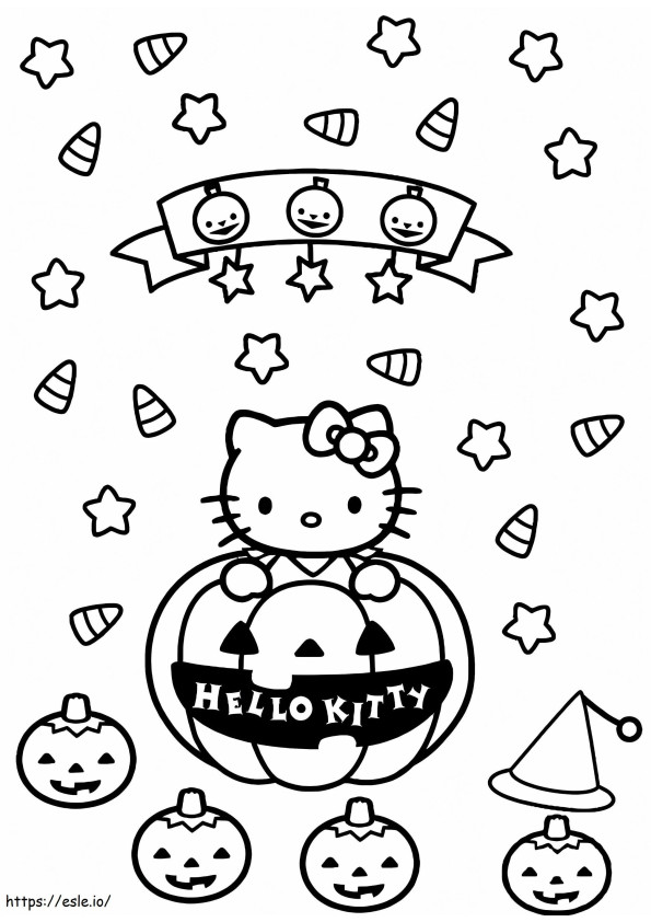 Coloriage Bonjour Kitty à Halloween à imprimer dessin