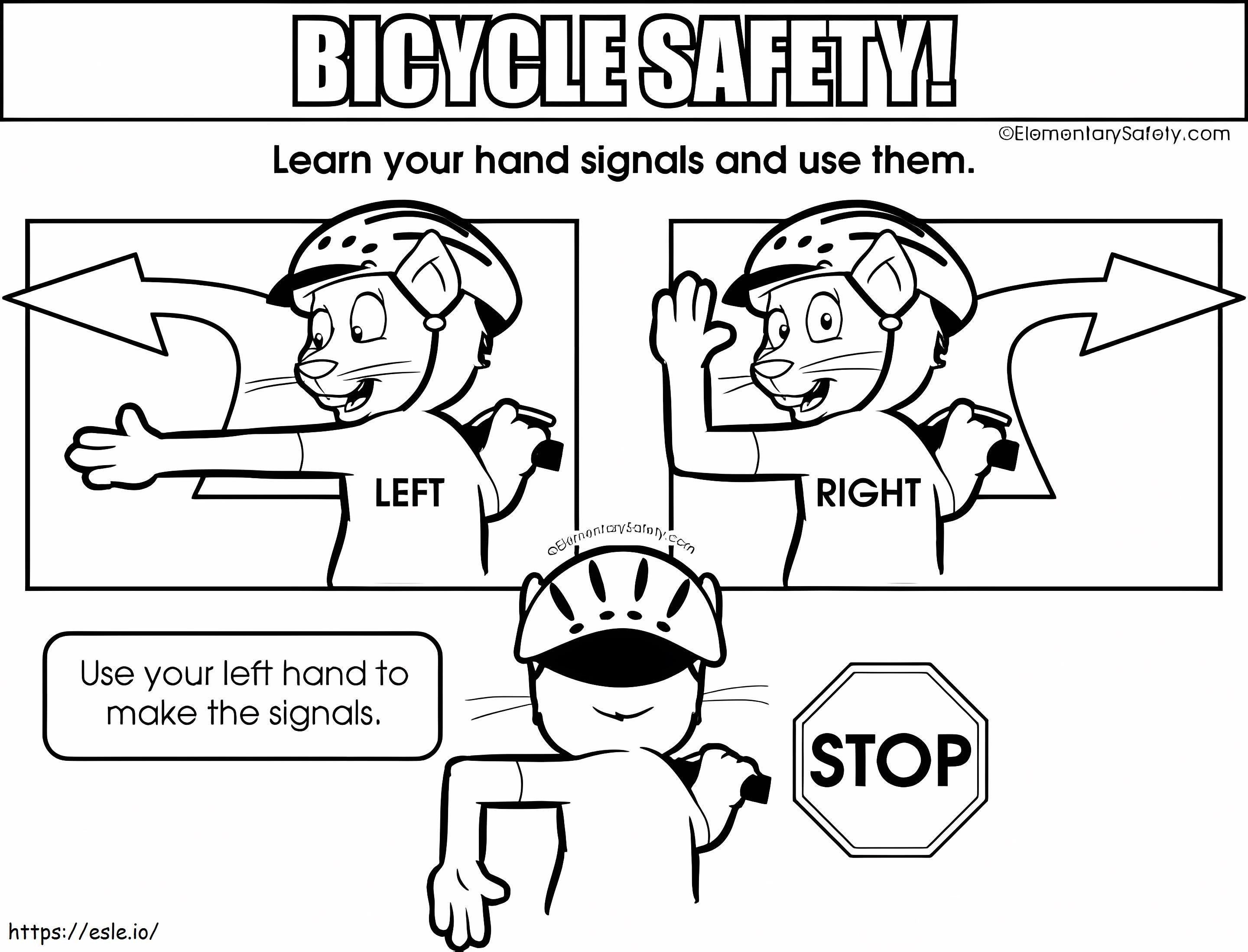Segnali manuali per la sicurezza della bicicletta da colorare