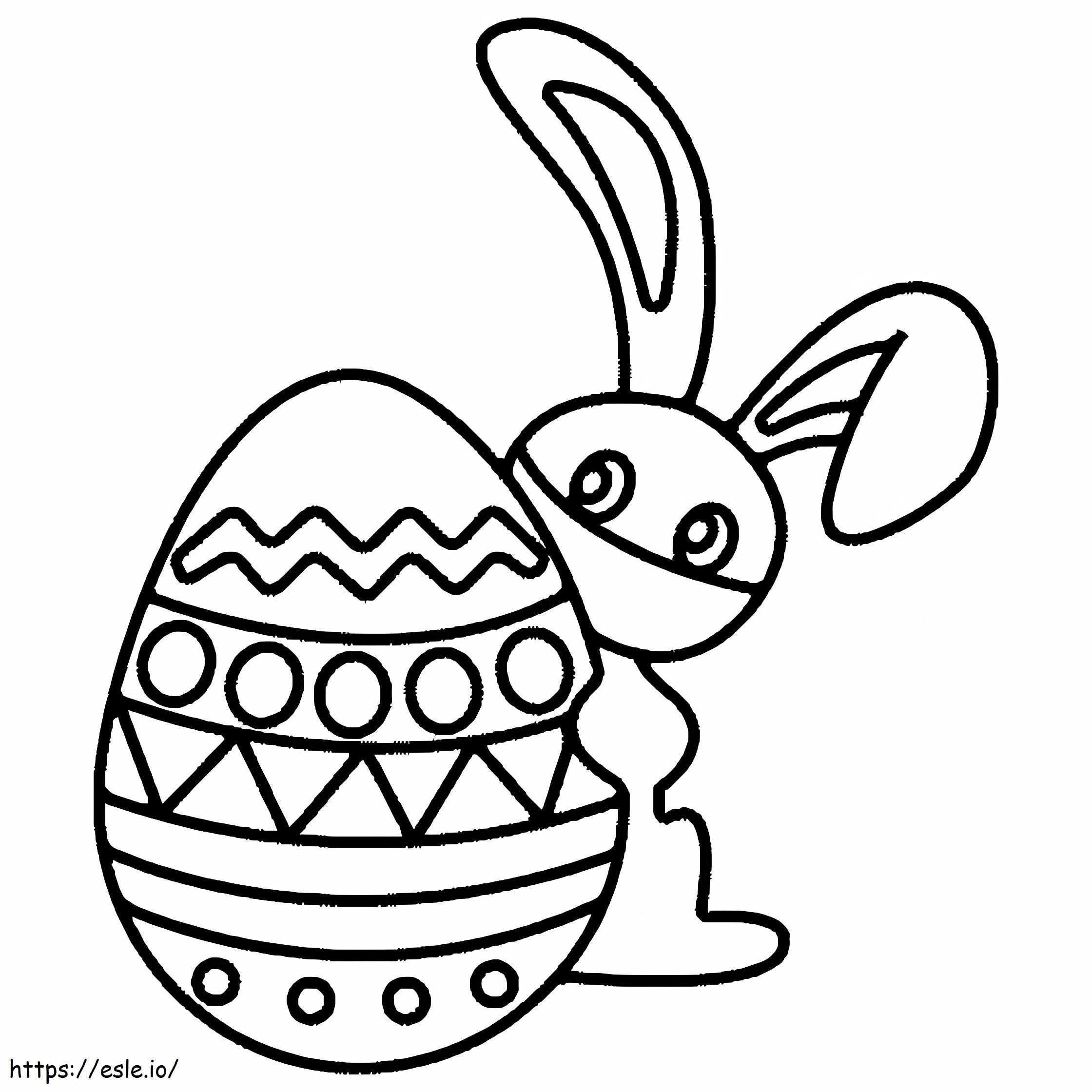 Dibujo de conejito con huevo de Pascua para colorear