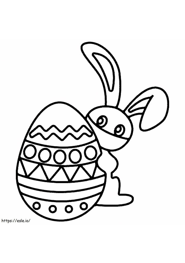 Dibujo de conejito con huevo de Pascua para colorear