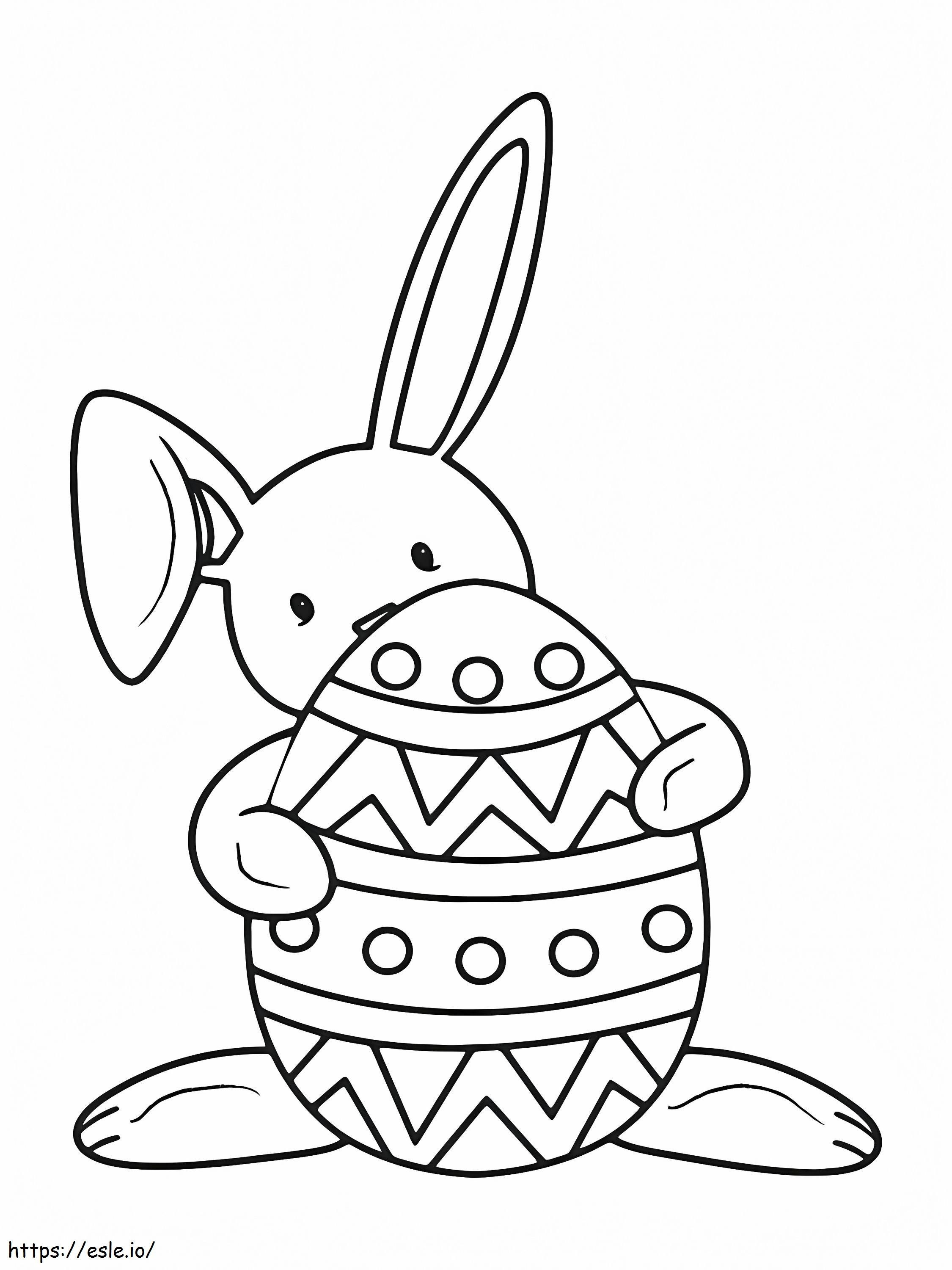 Conejito de Pascua detrás del huevo para colorear