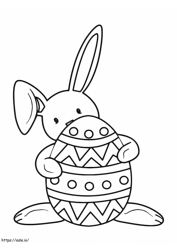 Conejito de Pascua detrás del huevo para colorear