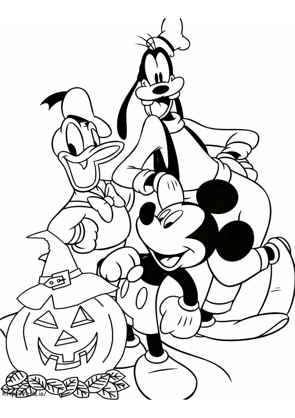 Topolino e i suoi amici ad Halloween da colorare