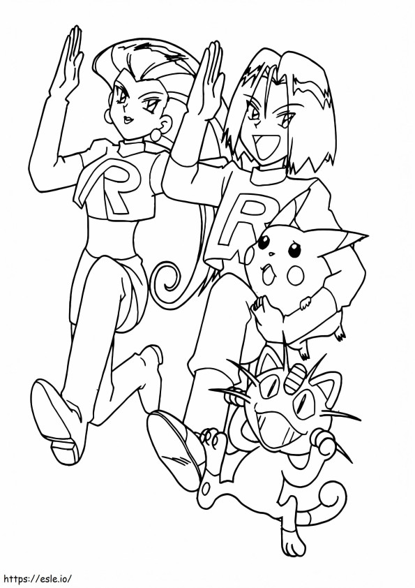 Coloriage Team Rocket et Pikachu à imprimer dessin