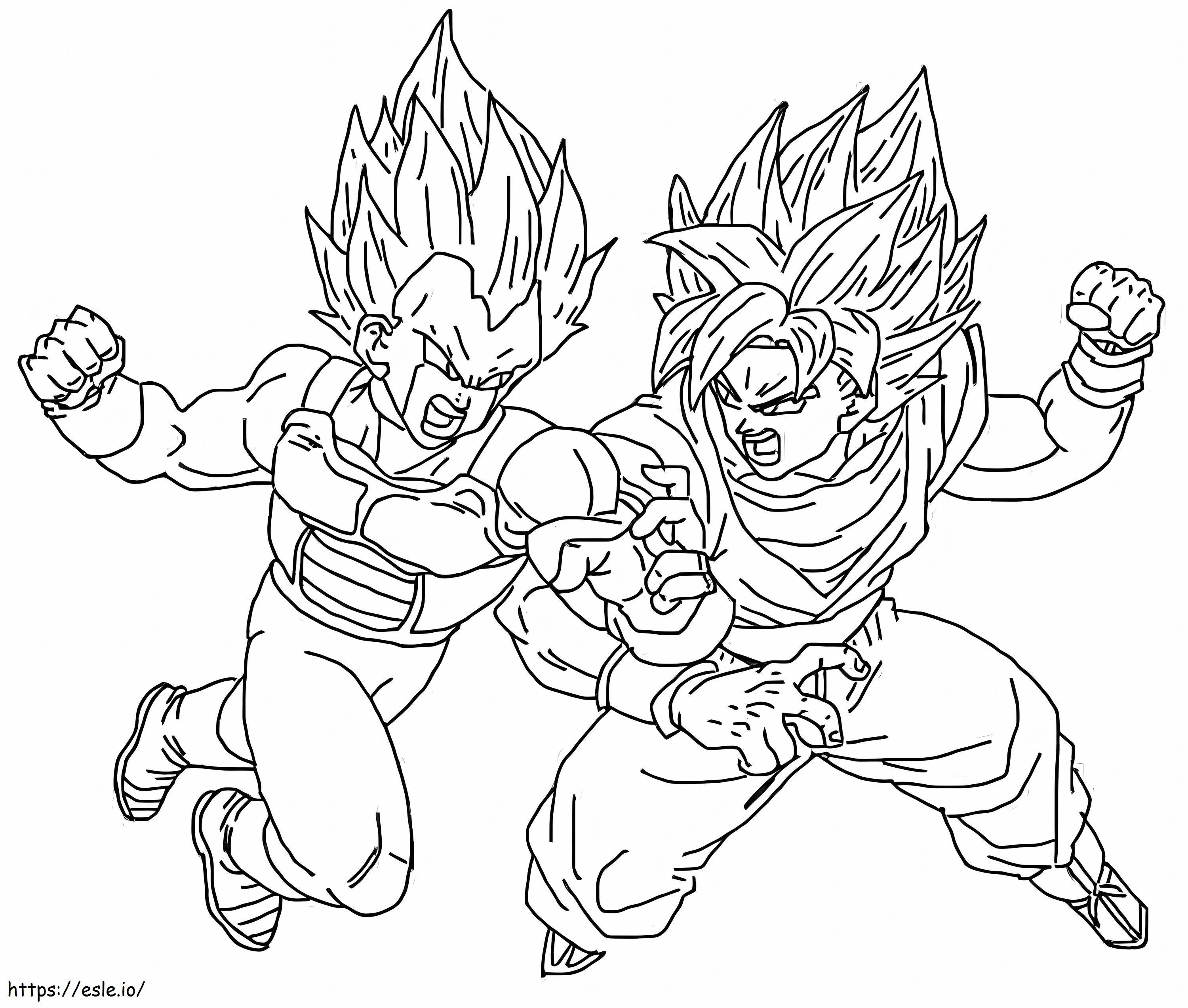 Coloriage Goku contre Mecha Vegeta à imprimer dessin