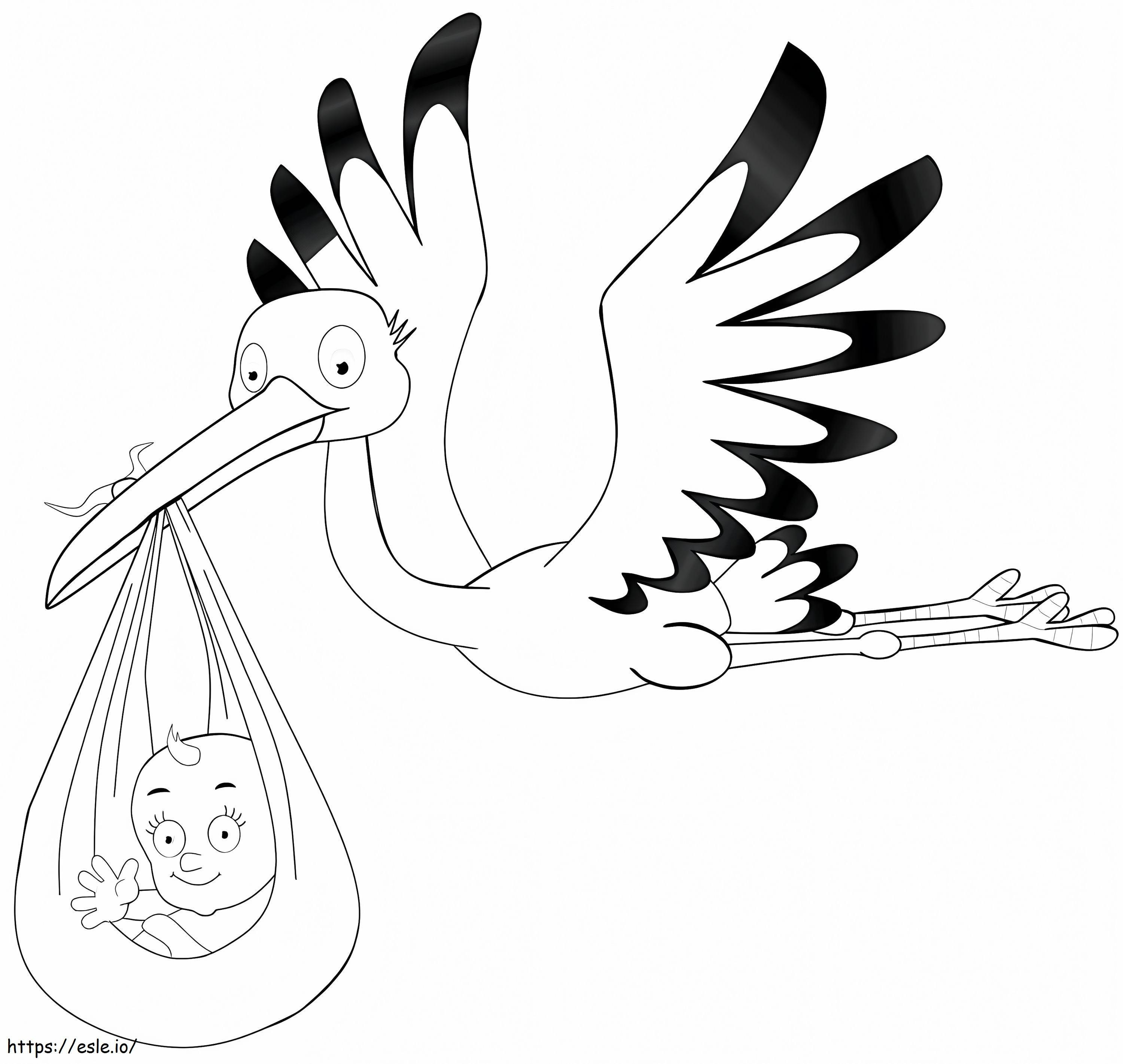 Storch trägt Baby ausmalbilder