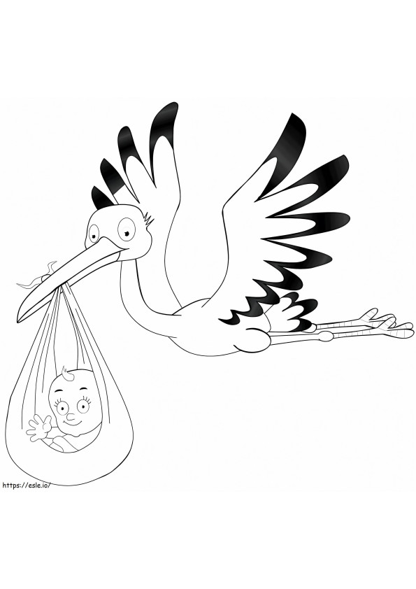 Stork Carrying Baby coloring page