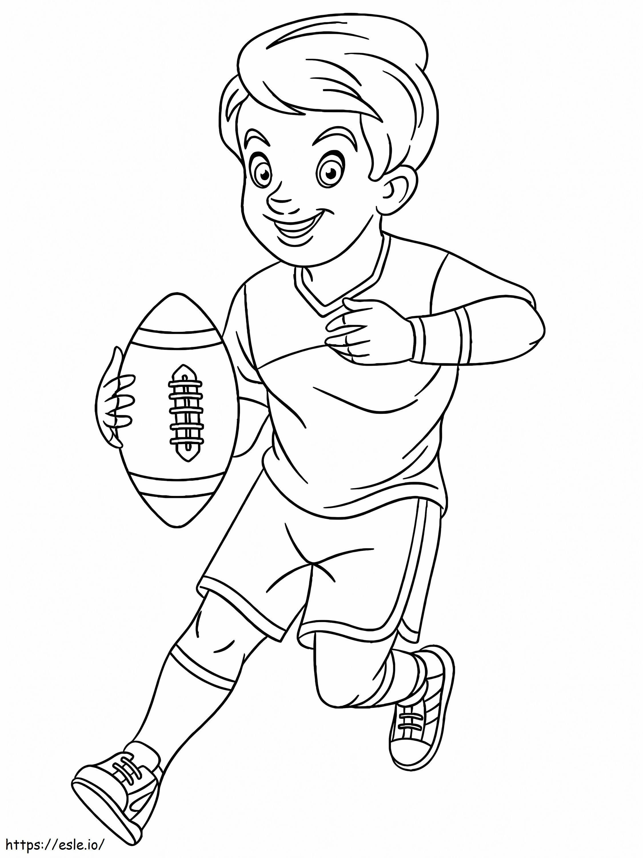 Jogador de rugby feliz para colorir