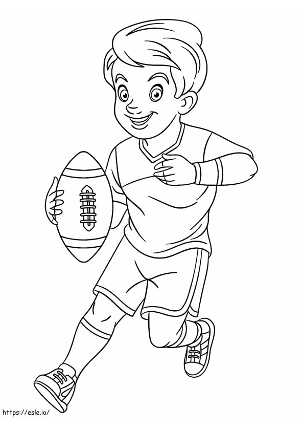 Coloriage Joyeux joueur de rugby à imprimer dessin