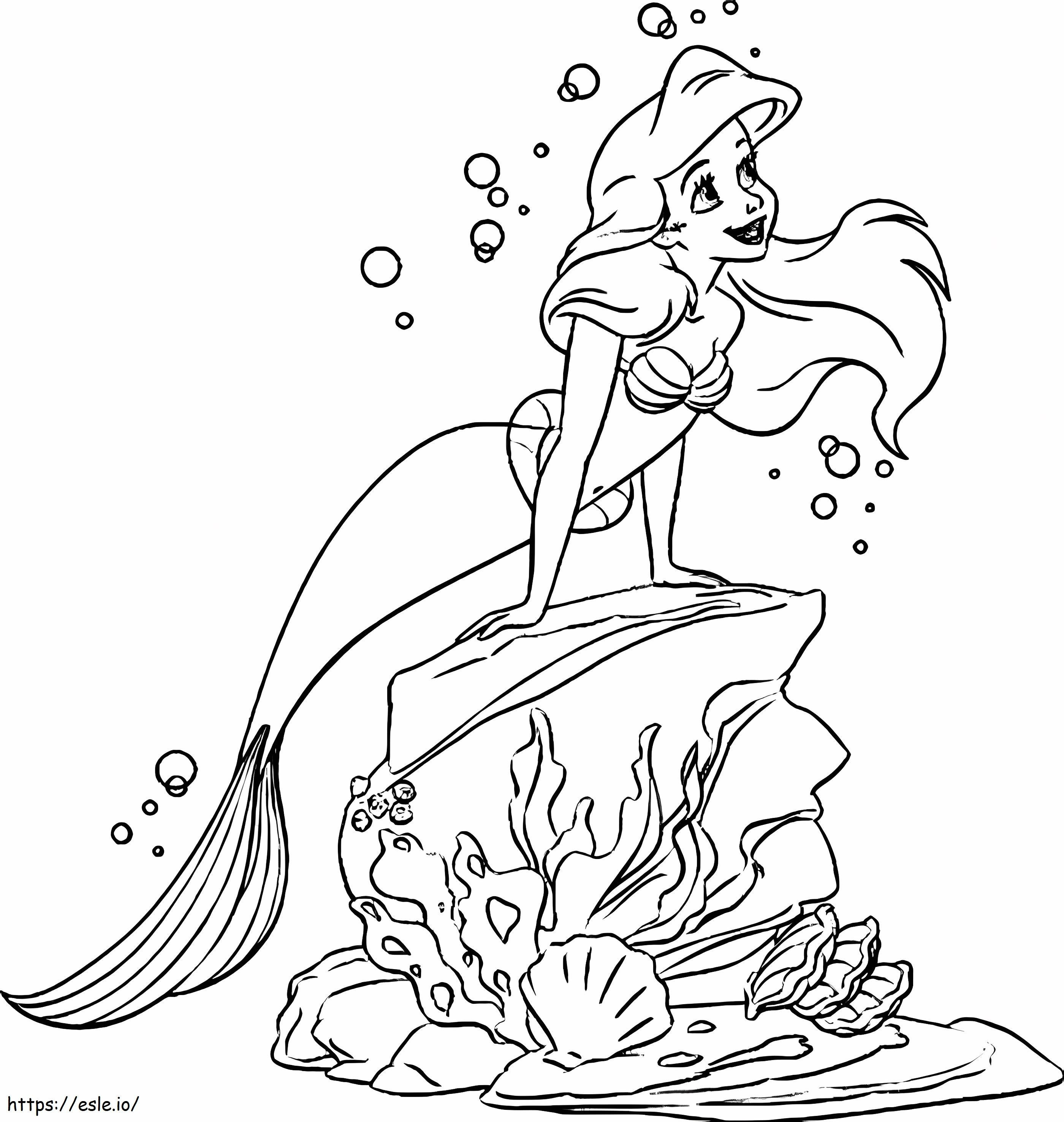 Bellissima sirena Ariel da colorare