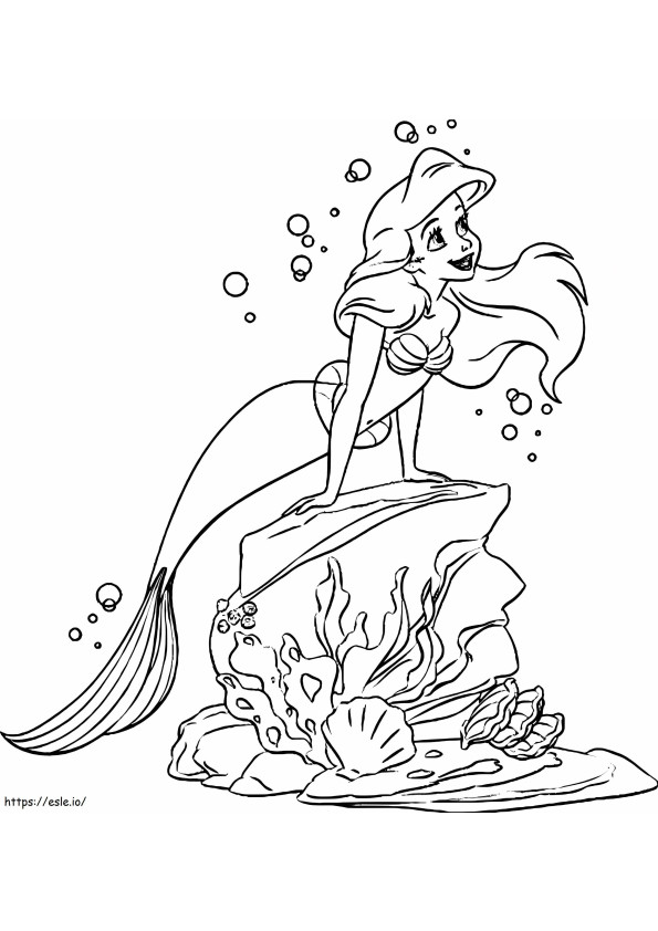 Bellissima sirena Ariel da colorare