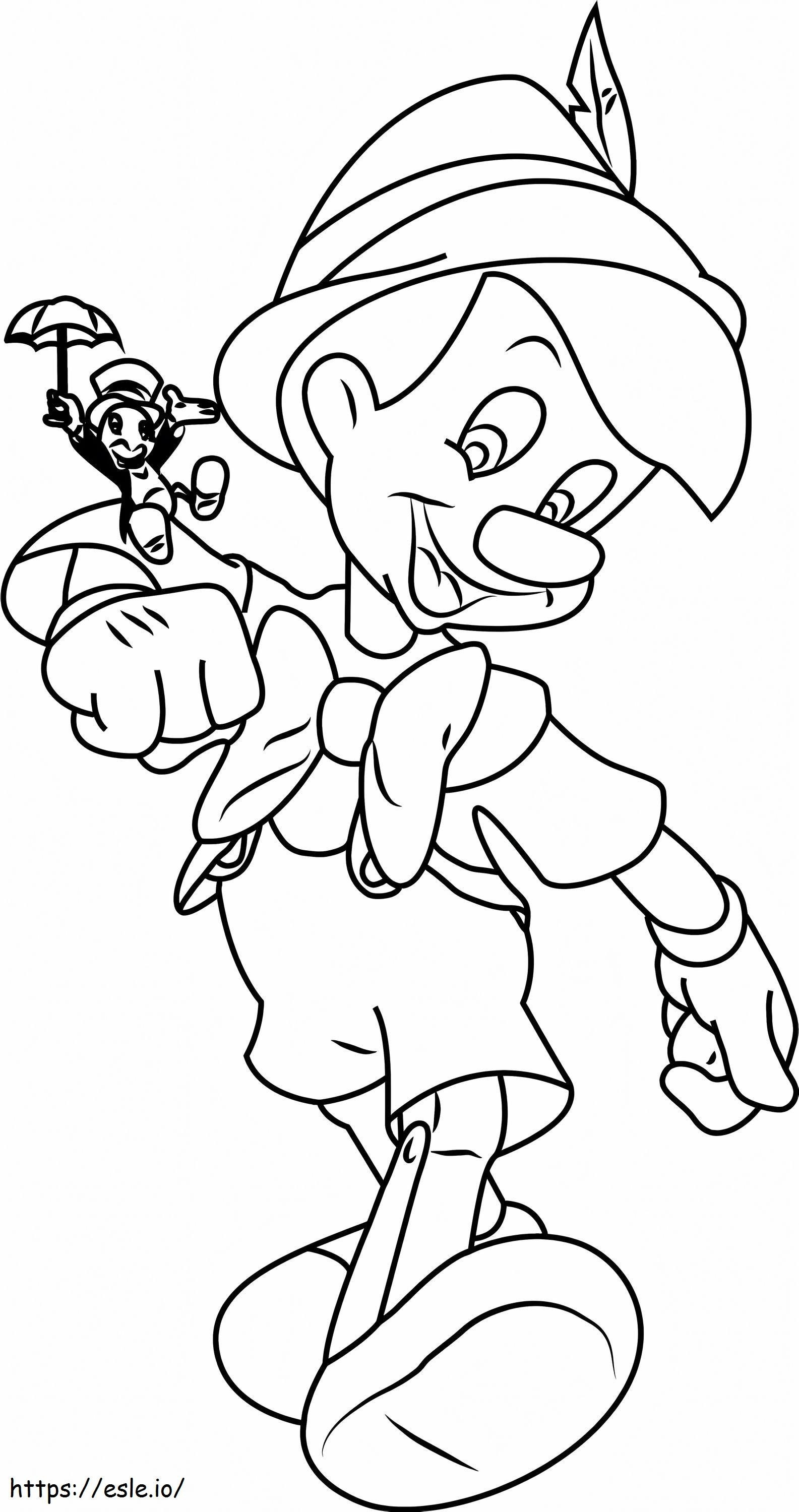 Pinóquio com Jiminy Grillo para colorir
