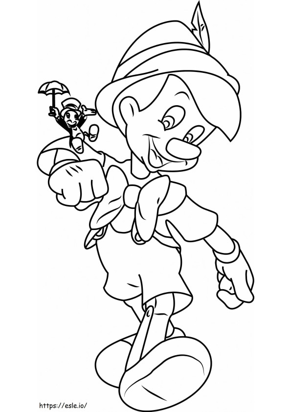 Pinocchio Con Jiminy Grillo coloring page