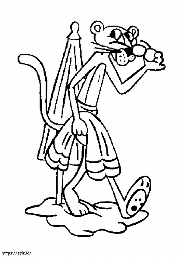 Pink Panther In The Beach coloring page