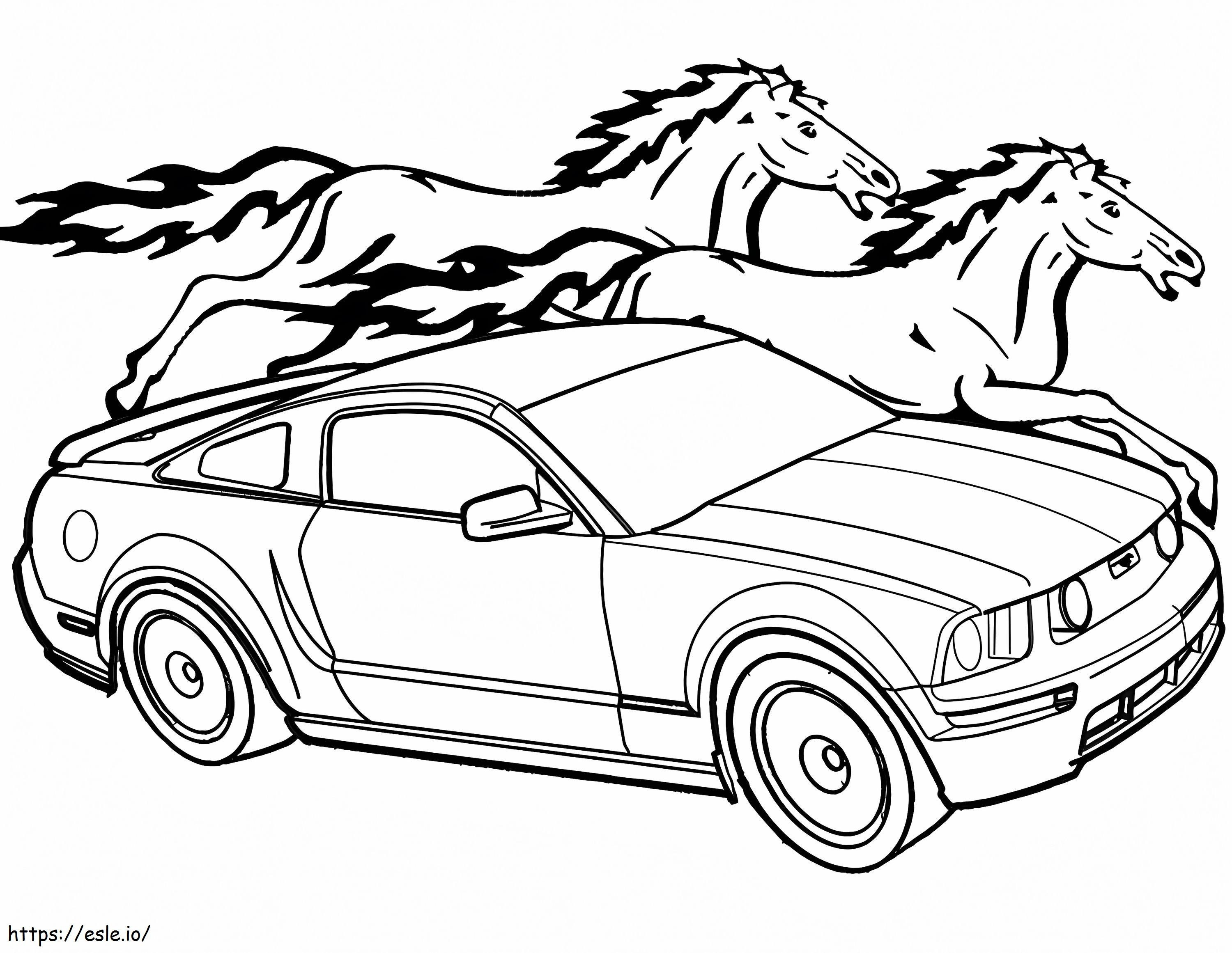 Mustang-auto kleurplaat kleurplaat