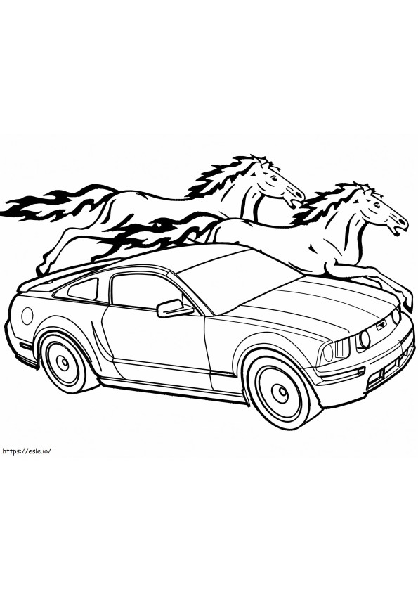 Mustang-auto kleurplaat