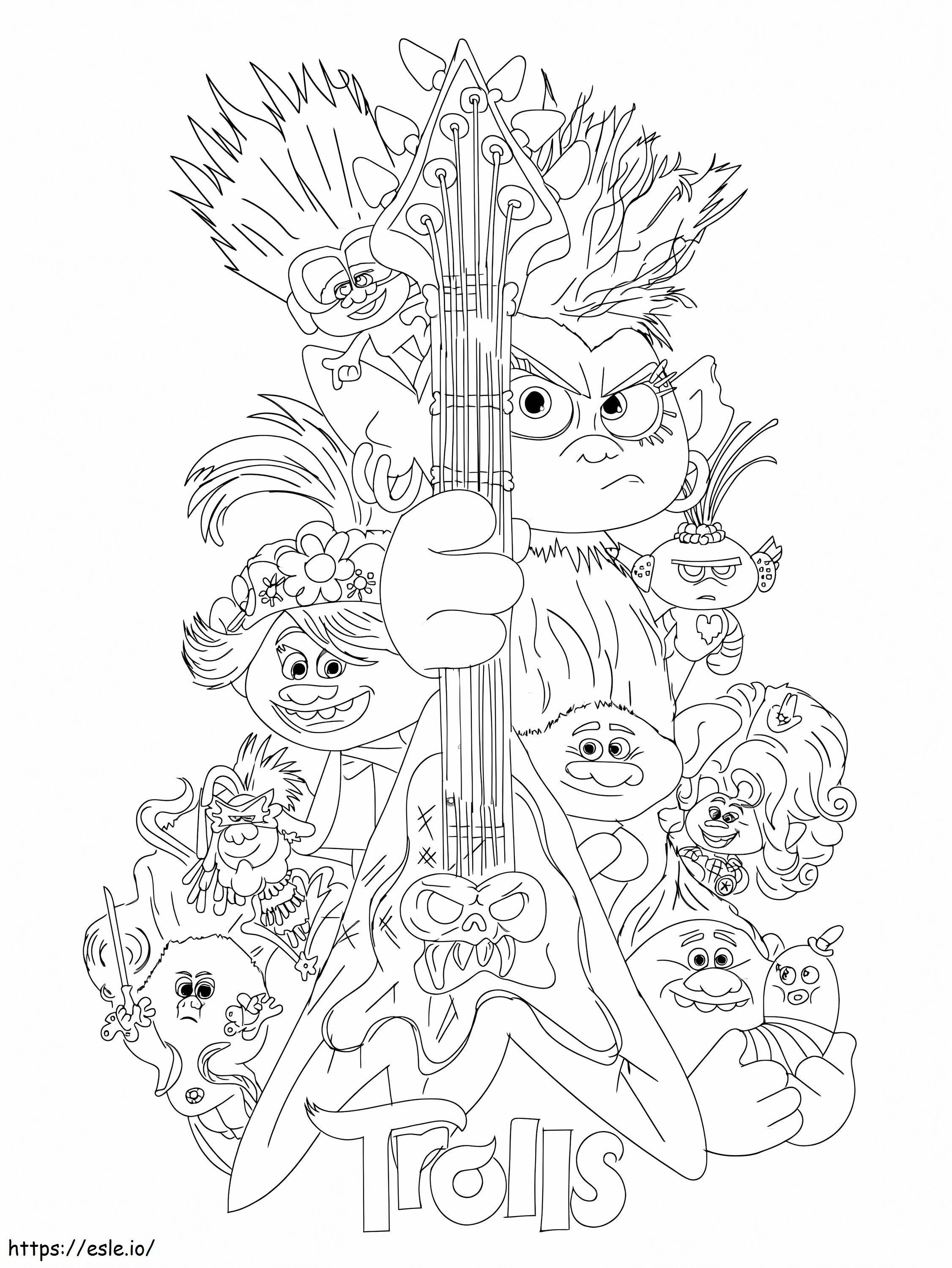 Trolls World Tour Characters coloring page