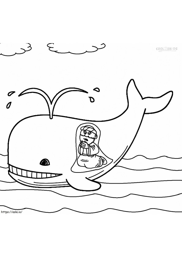 Jonas în burta unei balene de colorat