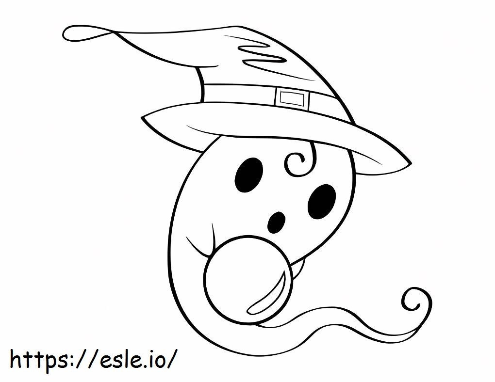 Coloriage Fantôme avec chapeau de sorcière à imprimer dessin