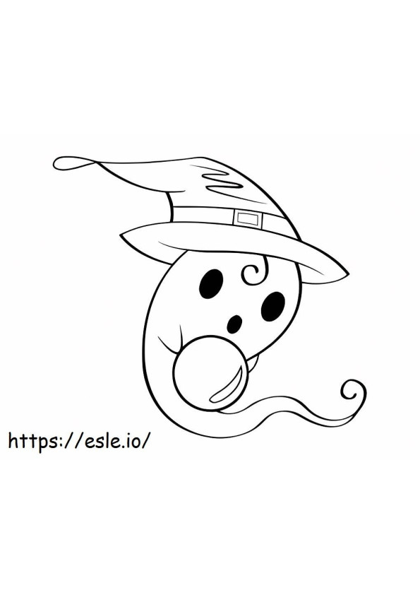 Ghost With Witch Hat coloring page