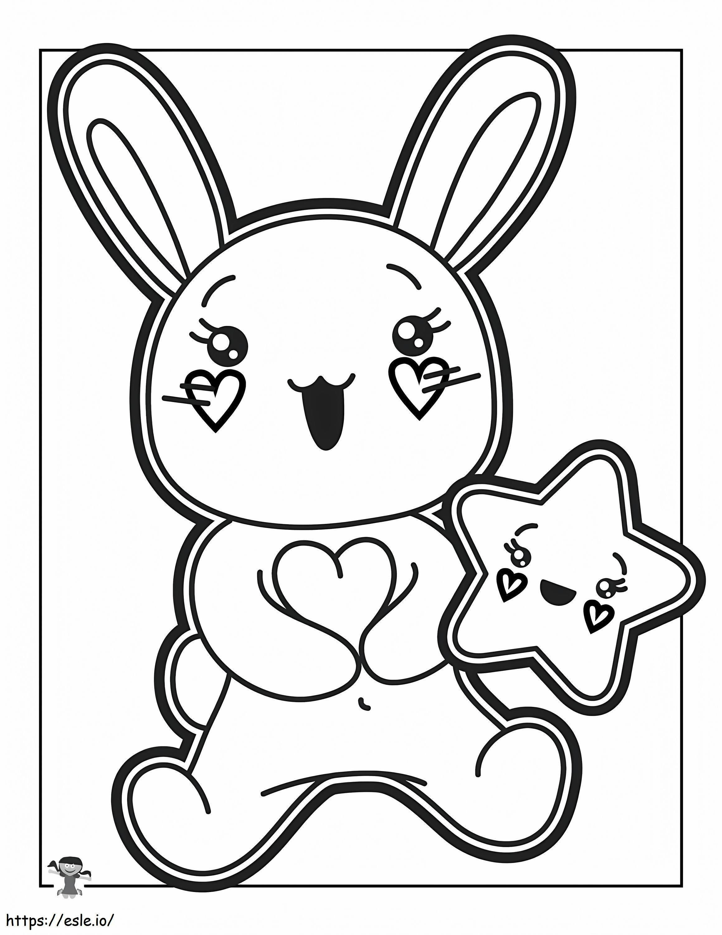 Bunny With Kawaii Star coloring page