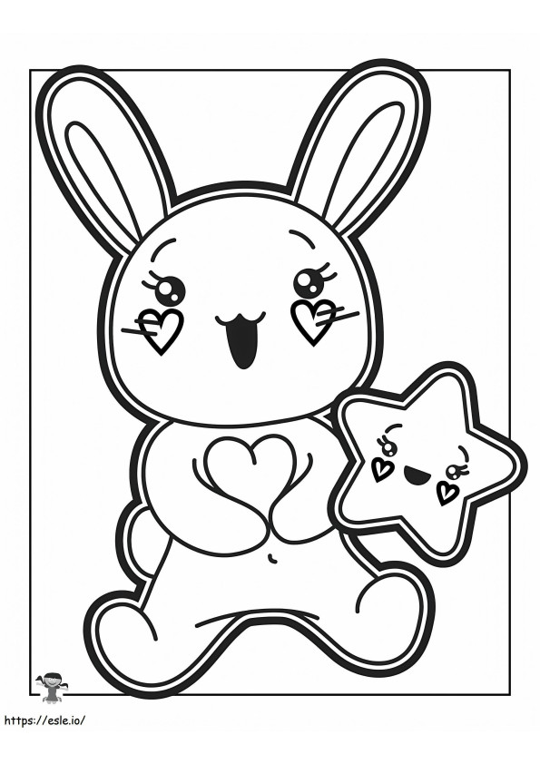 Bunny With Kawaii Star coloring page