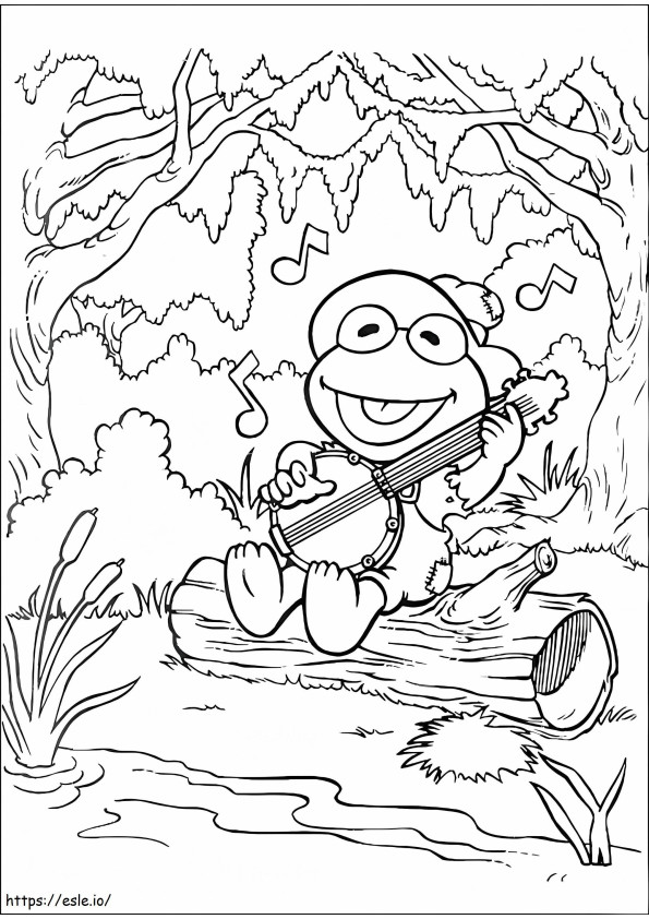 Coloriage Kermit chante une chanson à imprimer dessin