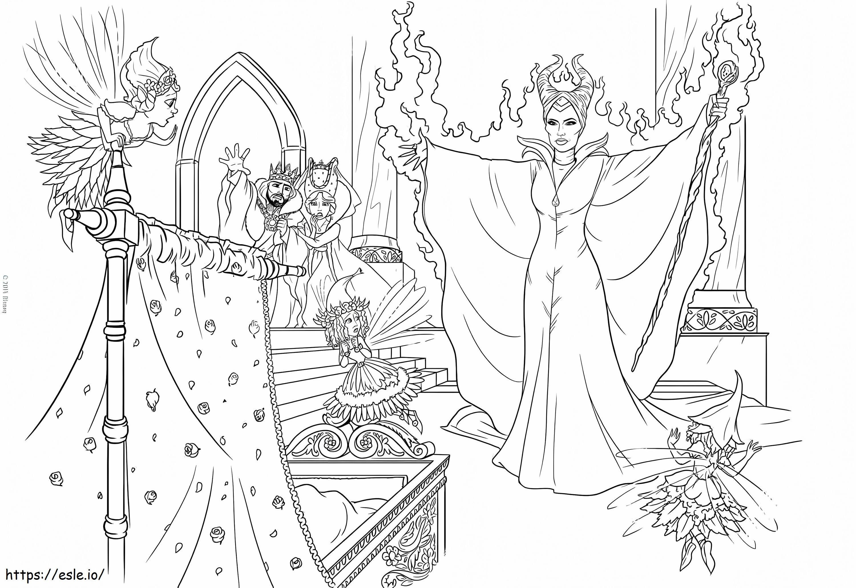 Maleficent przeklina Aurorę kolorowanka